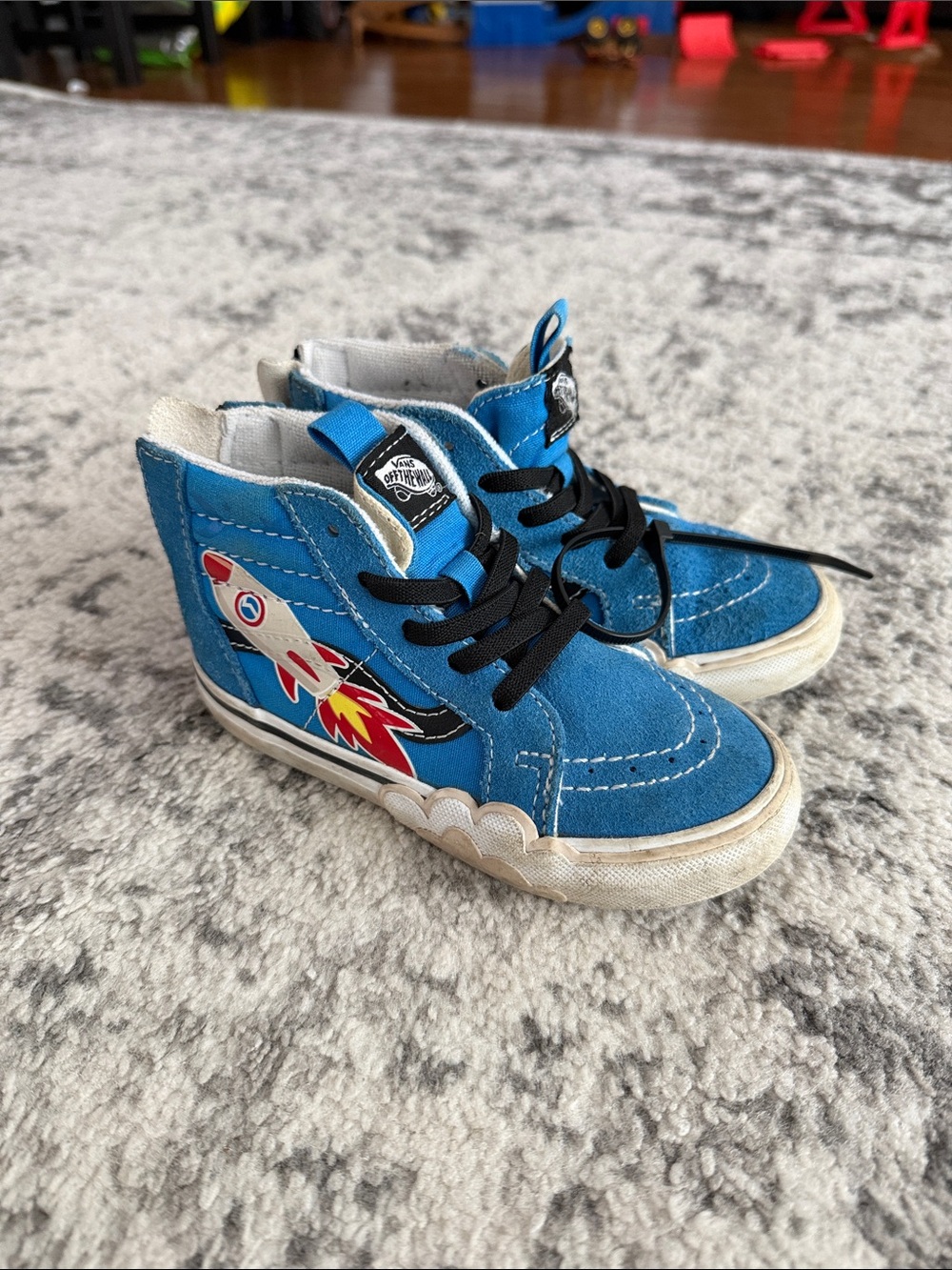 Vans Kids Blue High-Top Sneakers with Rocket Graphic